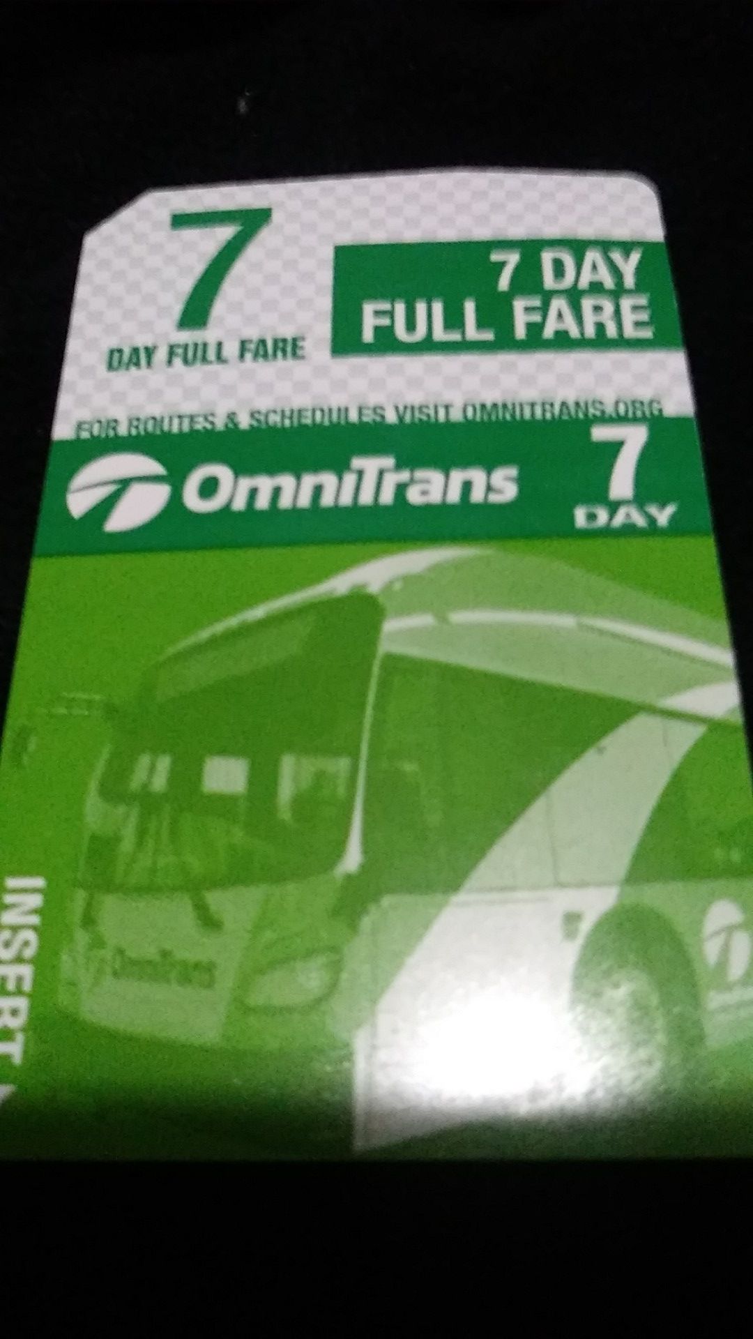 Full fare 7 day bus pass