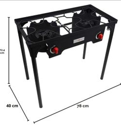 Estufa de campamento de dos quemadores de propano de doble quemador para exteriores, propano de alta presión, 2 quemadores, regulador  con chimbo de g