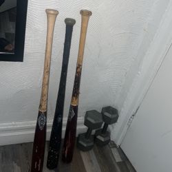 2 Old Hickory Bats (34.0) And A Baum Bat (32) 