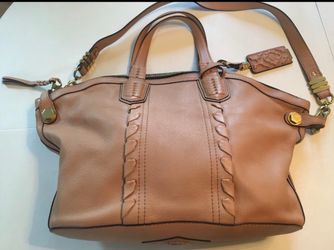 OrYANY, unique design and beautiful large pebbled leather satchel in tan color