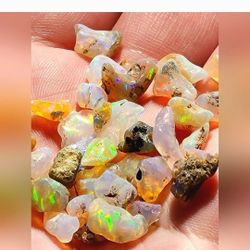 8pcs. Ethiopian Fire Opal Rough Polished Crystal Untreated Stone 