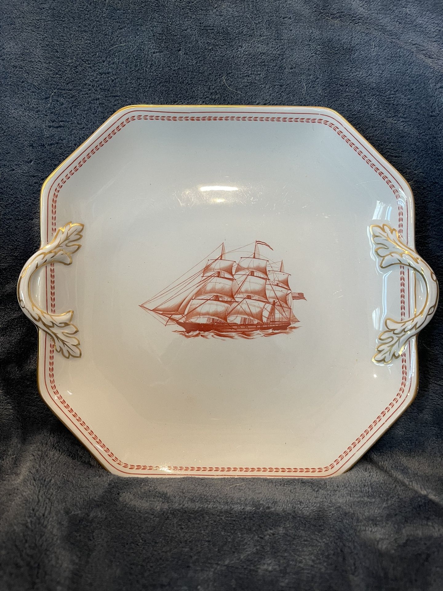 Spode Trade Winds Red - Gold Edge – Square Handled Cake Plate – CAHS