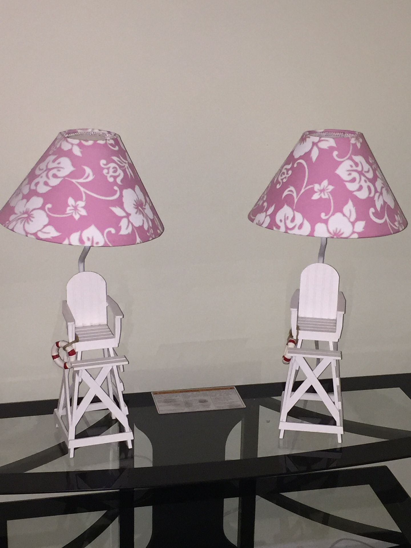 Lifeguard chair lamps /w pink shade