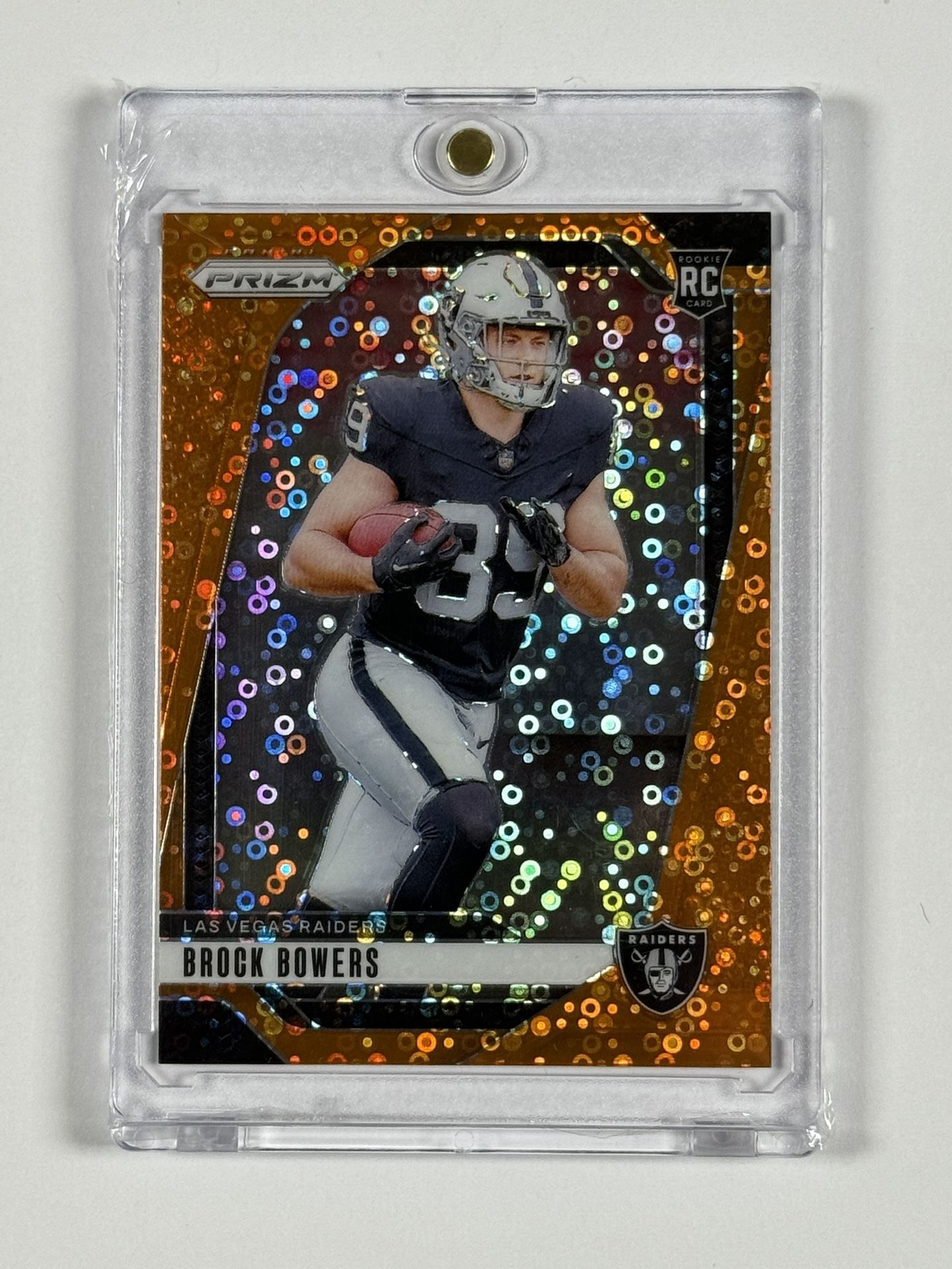 2024 Panini Prizm Orange No Huddle Disco Prizm #315 Brock Bowers RC