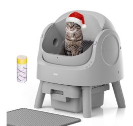 BRAND NEW ! No Used Automatic Self-Cleaning Litter Box – Mimfam Grey | Open-Top | Multi-Cat Friendly