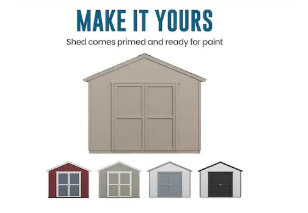 HEARTLAND MONTERRA WOOD OUTDOOR STORAGE SHED WITH EXTENDER.......10" x 12"......PRIMED READY TO PAINT...NEW....$ 1,300