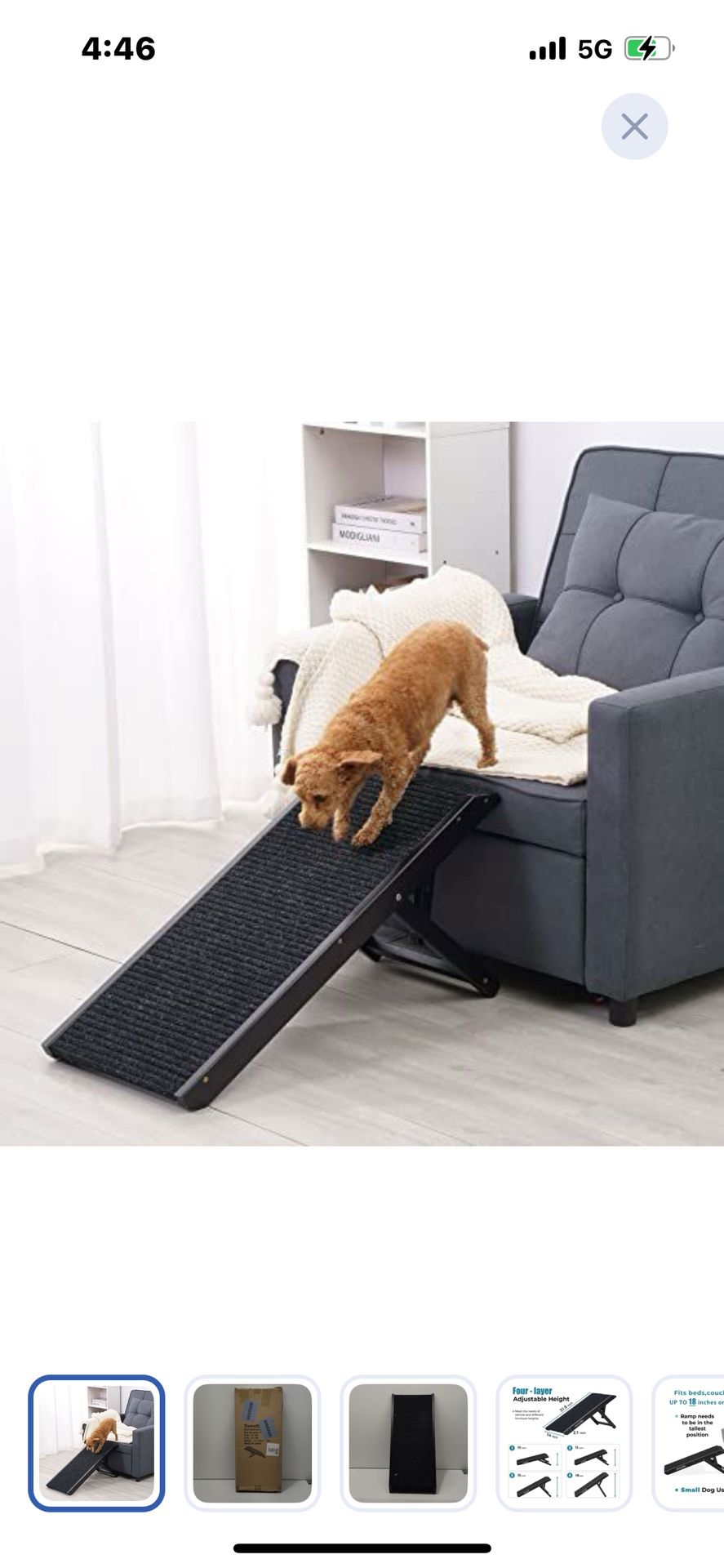 “New”18” Tall Wood Pet Ramp(non Slip Carpet)4 Level By. Adj. (up To 90 Lb. Limit)retail$99
