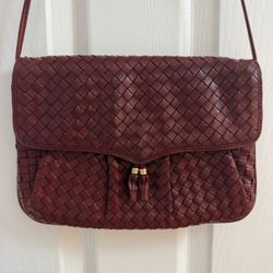 COSCI Handmade in Italy Woven Leather Purse, Burnt Red, Pristine Condition