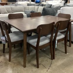 Modern Brown Dining Set Table For 6 , New Scratch And Dent 