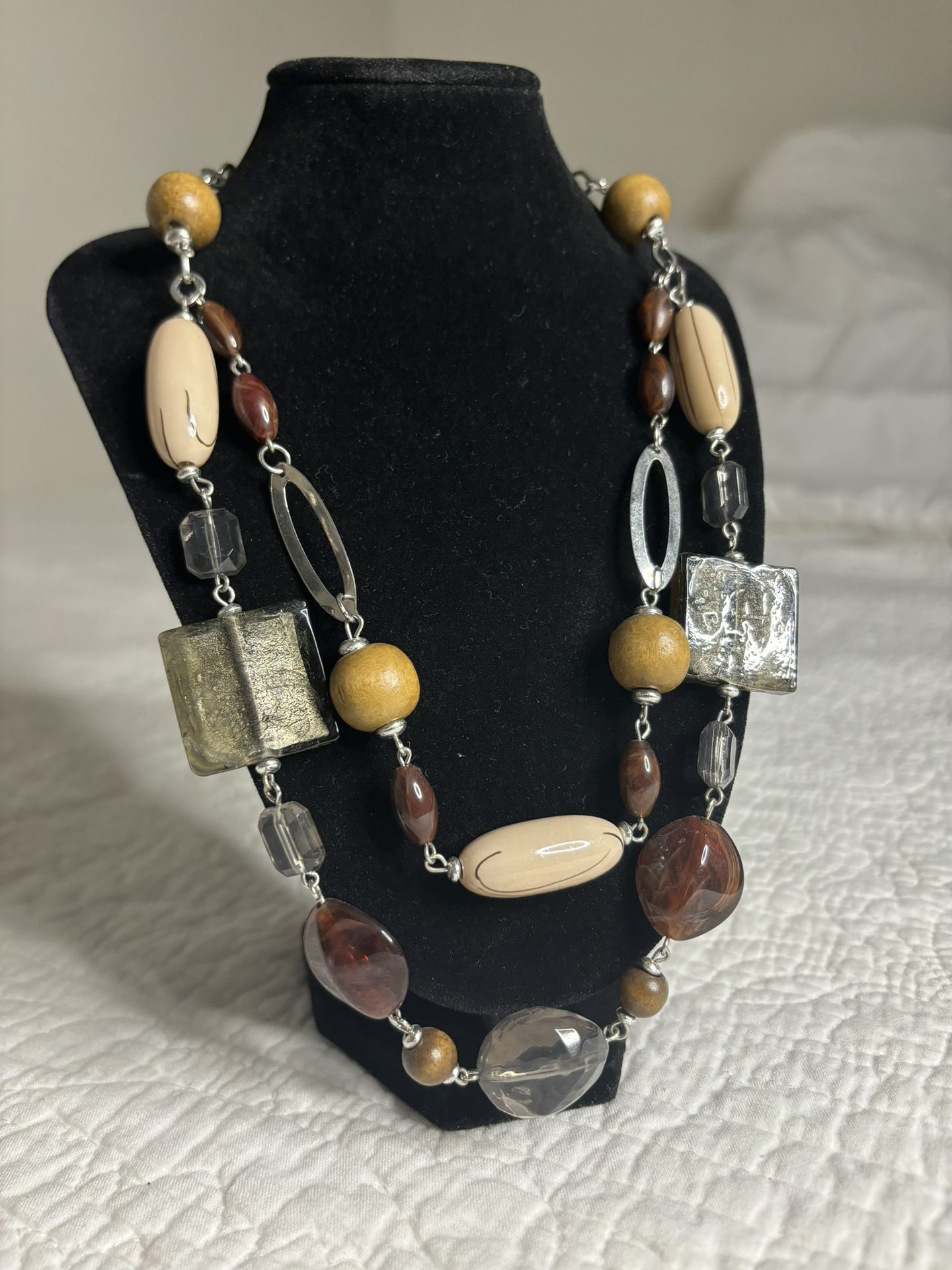 Premier Designs Necklace Sable Beads 2 Strands 16-19”