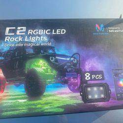 MICTUNING 2nd-Gen RGB LED Rock Lights with Bluetooth Controller, Timing Function, Music Mode - 8 Pods Multicolor Neon LED Light Kit