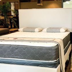 Brand New Full Size Beige Bed Frame With New Mattress Set/Fast Delivery