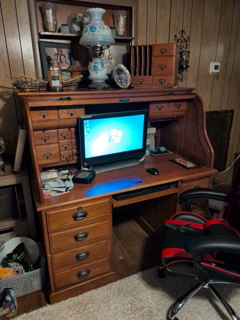 Desk Solid Oak Rolltop 