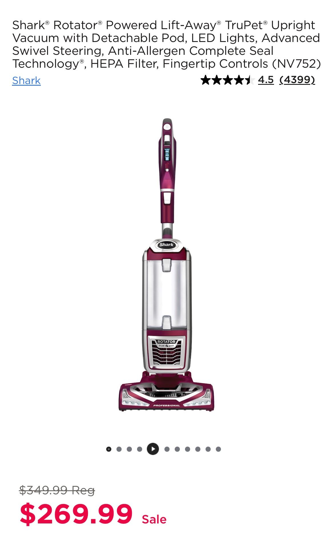 Shark nv752 Vacuum
