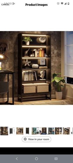 5-Tier Bookshelf with LED Lighting