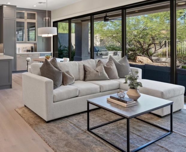 Brand New White Greyish Sectional With Free Ottoman