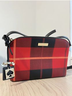 Kate Spade Red Plaid Dome Crossbody Purse
