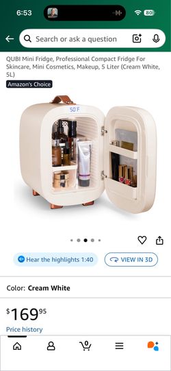 QUBI Mini Fridge - Professional Compact Fridge For Skincare, Cosmetics, Makeup, 5 Liter -See My Other Items
