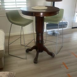 Bar Height Solid Cherry Wood Table And Chairs