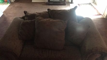 Brown Microfiber Sofa with Cushions