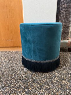Teal Velvet Accent Ottoman / Vanity Stool – $40-SERIOUS BUYERS ONLY