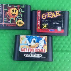 Vintage Sega Genesis Games Ms. Pac-Man + Sonic The Hedgehog ~ Original *WORKING*