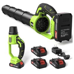 Blower Cordless, 3 x 21V Batteries & Fast Charger Set, Variable Speed Mode, Lightweight Handheld Electric Leaf Blower for Lawn Care, Yard, Garden, Pat