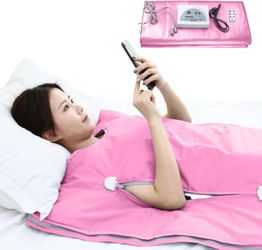 Sauna Blanket Infrared, 70” (Large) Length Heat 2 Zone far, Zipper Type, Digital Body Sauna (Pink)