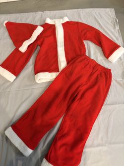 Kids Santa Claus Costume 3-Piece Set – Red Fleece Jacket, Pants & Hat (Size 140 / Kids 8–10)