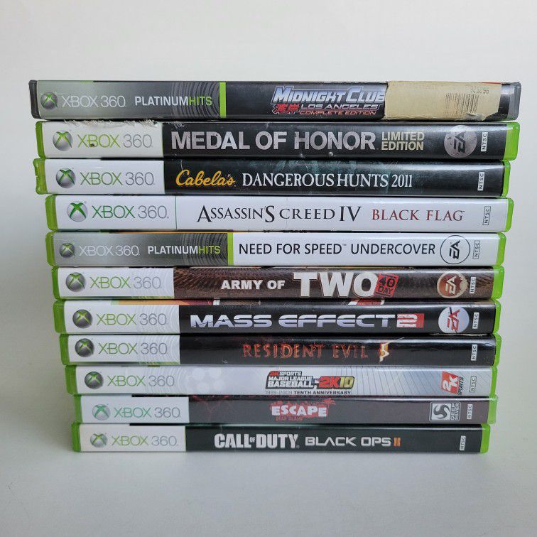 Lot of 11 Xbox 360 Games Call of Duty Need for Speed Mass Effect Army of Two MLB