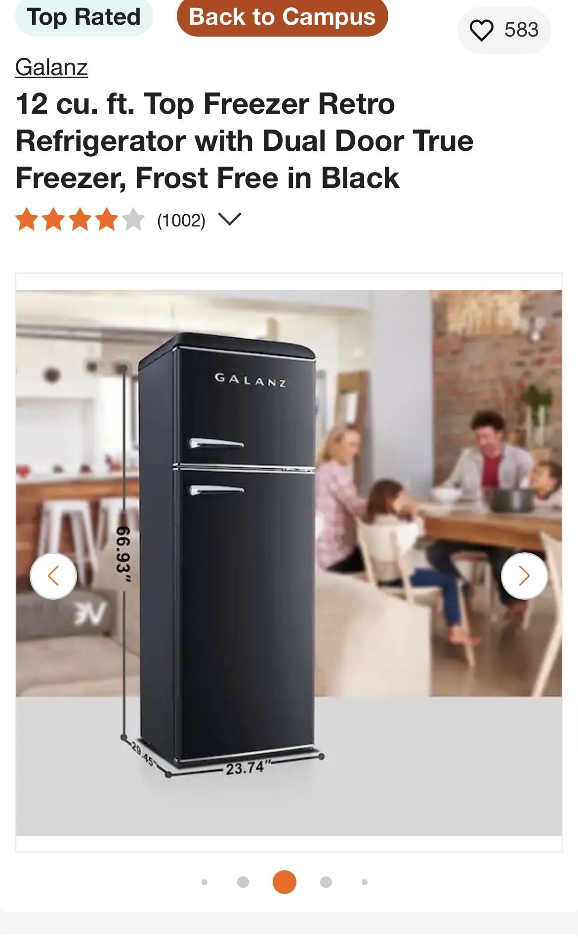Retro Black Refrigerator Galanz