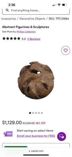 Decorative Round Solid Wood Sculpture.