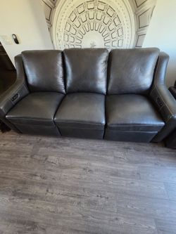 Black Leather Power Recliner Sofa