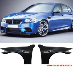 Fits 11-16 BMW F10 5 Series M5 Style Metal Fender Cover Chrome LED Side Vents