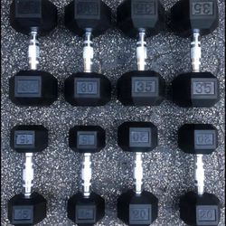 SET OF RUBBER HEX DUMBBELLS (PAIRS OF)  :  15s  20s  30s  35s 