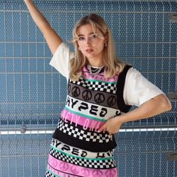 Divided Jacquard Pattern Knit Hyped Sweater Vest