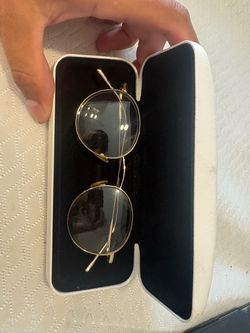 Round Gold Calvin Klein Frame Sunglasses with Case