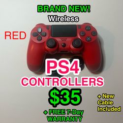 🎮 NEW Wireless PS4 Controller (RED) w/ Cable