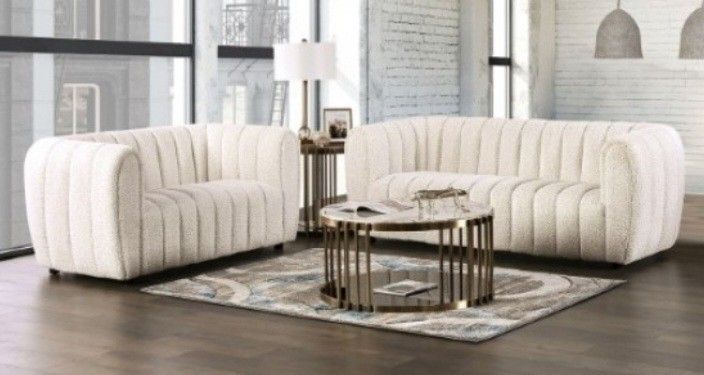 Brand New Off White Modern Style Sofa & Loveseat
