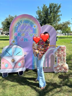 Groovy One First Birthday Arch Cover