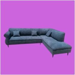 BRAND NEW 9X7FT AND 7X9FT SECTIONAL CHAISE SOFA,  ANNAPOLIS STEEL BLUE FABRIC 