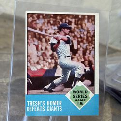 1963 Tresh's Homer  Defeats Giants/World Series Game Topps Baseball Card