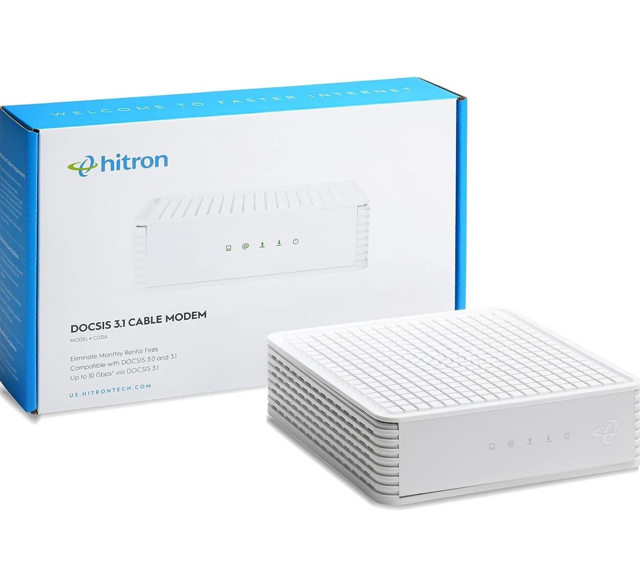 Hitron CODA DOCSIS 3.1 An Cable Modem | Pairs with Any WiFi Router or Mesh WiFi | Certified with Comcast Xfinity, Charter Spectrum, Cox