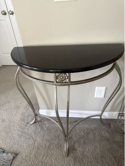 Demilune Console Table with Black Stone Top