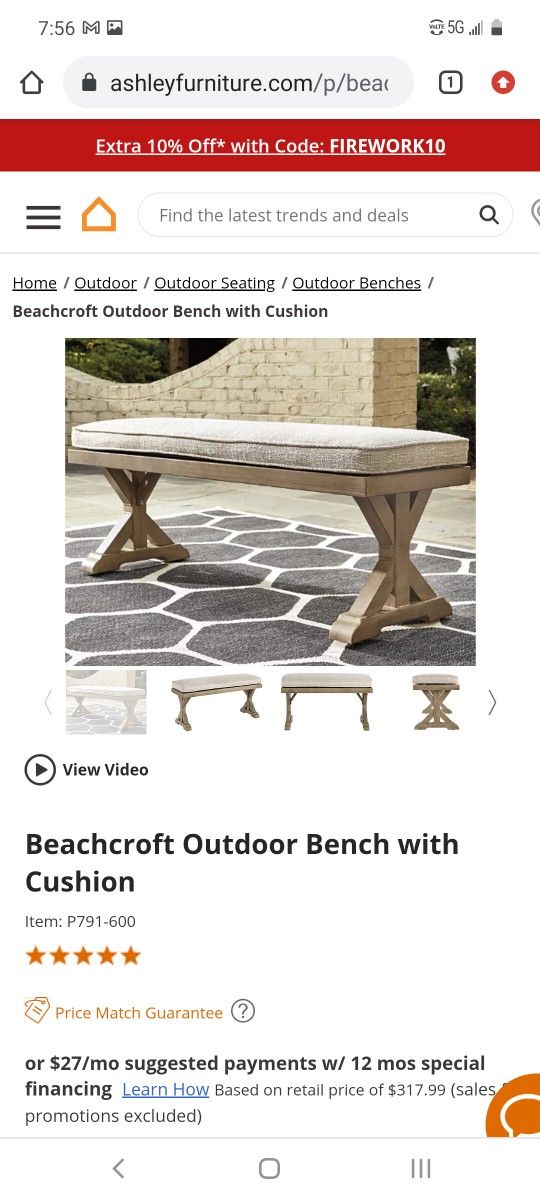 New Ashley Furniture Outdoor Bench