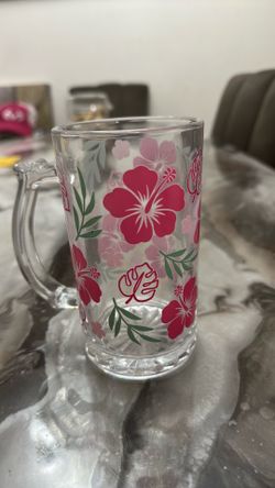 Small glass mug hibiscus