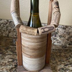 Barn Wood And Cork Western Rustic Wine Bottle Tote 
