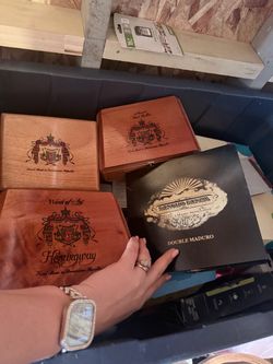 Lot of 5 Wooden Cigar Boxes