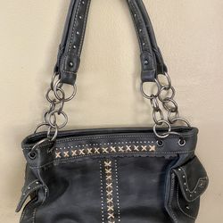 MONTANA WEST Dk Brown Leather Hobo Purse Western Satchel Shoulder Bag Dbl Handle