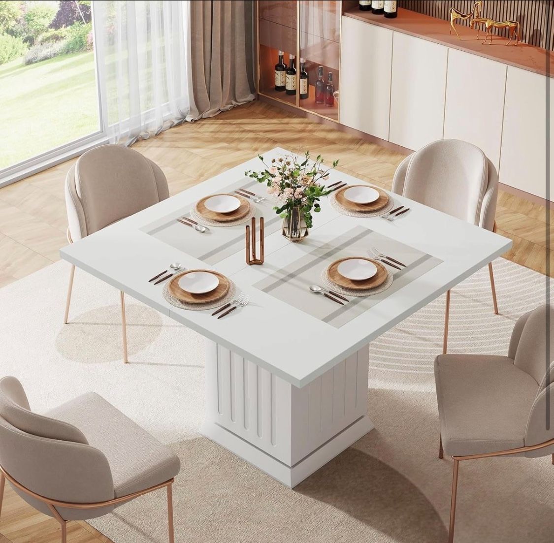 White square dining table white S0280